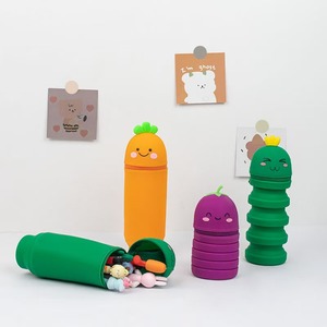 Portalápices telescópico de silicona, serie Vegetal, estuche redondo para lápices para escuelas, oficinas, papelería portátil para estudiantes - Product Image 1