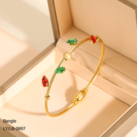 Bracelet jonc tendance de luxe en acier inoxydable plaqué or 18 carats, perles de zircon lisses et inaltérables, pour femme – Idéal comme cadeau