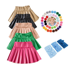 Nuovi Arrivi <span class=keywords><strong>Abbigliamento</strong></span> per Bambine, Gonna Plissettata in PU con Cintura Elastica, Stile Moda Estera - Product Image 1