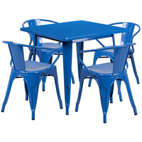 Meubles de jardin Offre Spéciale Table à manger Tables à manger industrielles en métal pour la cuisine de restaurant Table à manger carrée extérieure colorée