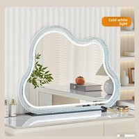 Miroir LED mural en forme de champignon pour coiffeuse, en verre acrylique, éclairé, pour usage domestique, mariage, ou cadeau de pendaison de crémaillère