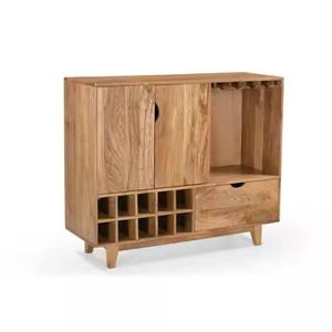 Armoire de bar contemporaine en bois massif avec vitrine de taille de forme personnalisée faite à la main porte en verre produit en vrac meubles faits à la main - Product Image 1