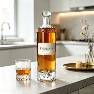 Emballage de vin vide, bouteille en verre transparent de 500 ml pour spiritueux, <span class=keywords><strong>vodka</strong></span>, whisky, avec bouchon en liège et boîte - Product Image 4