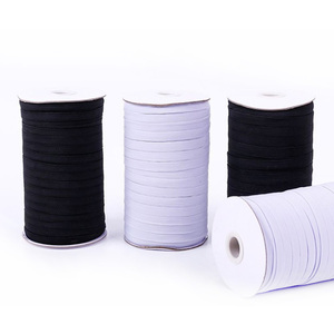 Rollo de <span class=keywords><strong>cord</strong></span>ón de banda elástica trenzada de costura antideslizante de poliéster plano blanco elástico - Product Image 1