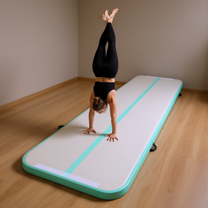Tapis de gymnastique gonflable vert menthe 16 pi x 3,3 pi x 4 po pour la gymnastique à domicile, le yoga et l'entraînement - Product Image 2