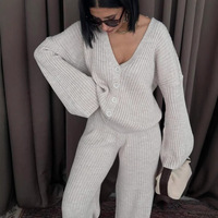 Nouveautés printemps/automne, vêtements décontractés pour femmes, ensemble tendance composé d'un cardigan à manches longues boutonné et d'un pantalon de couleur unie