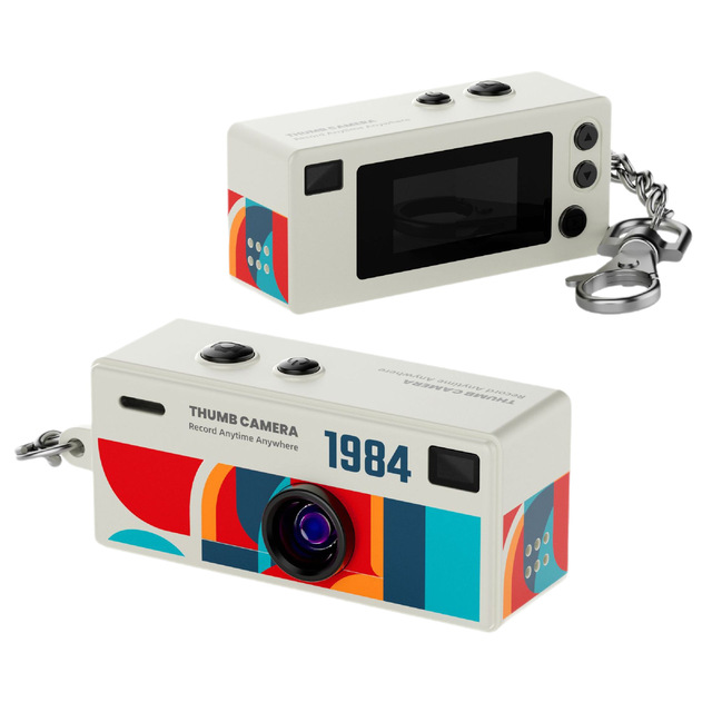 8MP CMOS Retro Mini Digital Camera 1080P HD 80g Lightweight Portable Keychain Backpack ABS TF Card Students Kids Gift
