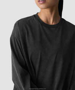 2647 OEM T-shirt da <span class=keywords><strong>donna</strong></span> vintage lavata, vestibilità ampia, <span class=keywords><strong>oversize</strong></span>, in cotone effetto distressed, a maniche lunghe, per streetwear - Product Image 2