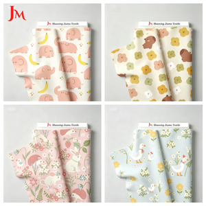 Tessuto in Cotone Voile Muslin Organico con Stampa Digitale Personalizzata, Motivi Cartoon per Abbigliamento Neonato - Product Image 1