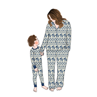 Tenues assorties pour la famille, maman et moi, en bambou imprimé personnalisé, ensemble de pyjamas 2 pièces pour enfants, femmes et famille