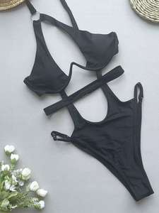 Conjunto de <span class=keywords><strong>Bikini</strong></span> Micro Tanga con Aros, Traje de Baño con Marca Personalizada, MOQ Bajo, Directo de Fábrica, OEM, Traje de Baño <span class=keywords><strong>Mas</strong></span> Band Personalizado para Mujer - Product Image 2