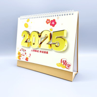 Calendrier de bureau personnalisé imprimé 2026 carton journal et papier kraft cadeau parfait avec support de chevalet en bois pour les amis
