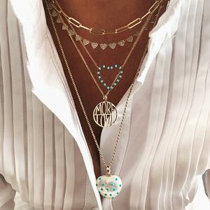 قلادة بوهيمية ذهبية على شكل سلسلة ورقية عريضة من النحاس - Product Image 2