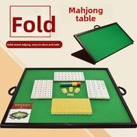 Table de mahjong pliante en bois massif multifonctionnelle, idéale pour une utilisation à domicile. Livré avec un jeu de tuiles et de dés de Mahjong.