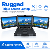 Laptop Industri Portabel 15.6" Tahan Banting dengan Tiga Layar, Tahan Air IP65, Tahan Debu, Intel Ultra AI Ready, dan Diperkuat