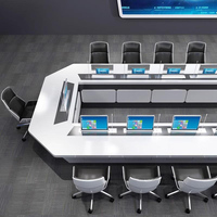 Table de conférence modulaire carrée moderne personnalisée pour hôtel, table de négociation vidéo multi-personnes pour centre de commandement avec chaises