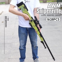 Mainan Puzzle Blok Senapan Sniper Mould King 14010 yang Laris Manis, Model Senapan AWM MOC, Senjata PUBG AWM yang Dapat Diluncurkan