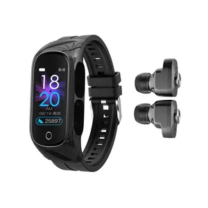 2024 Newest 2 In 1 N8 Bracelet BT Dual Calling Push Music Camera Wearable Devices Sport Watch N8 Watch With Tws Earbuds