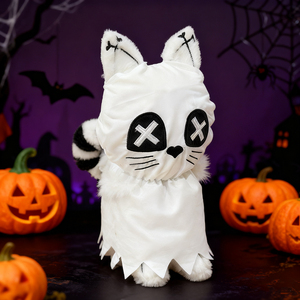 Peluche Gatto Scheletro di Halloween 25cm, Giocattolo di Peluche Cartoon, Divertente Compagno, Bambole Anime e Videogiochi, Regalo per Bambini - Product Image 1