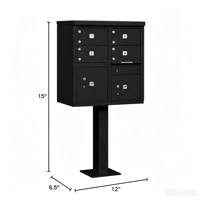 Boîte aux lettres de type V USPS noire |   Boîtier de distribution à 6 prises pour maison et immeuble multi-familial