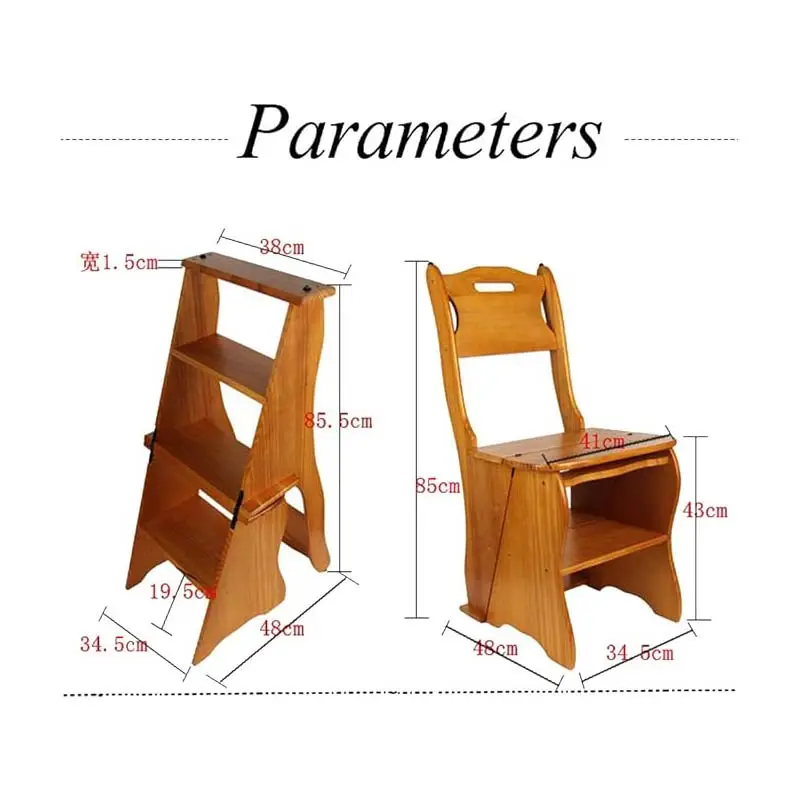 Lichtgewicht Draagbare 4-stappen Multifunctionele Bibliotheek Ladder Stoel Houten Opvouwbare Bloemstandaard Houten Ambachten Houten Kisten Wandborden