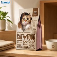 Sac pour nourriture pour chat de qualité alimentaire 250g 500g 1kg avec fermeture éclair refermable, design personnalisé imprimé pour l'emballage de nourriture pour chat