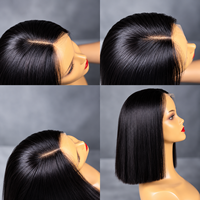 Perruque Bob Lace 4x4 en Cheveux Naturels Bruts SDD Super Double Drawn, Densité 250%, Raie Centrale, Lisse, Pré-épilée, Sans Colle