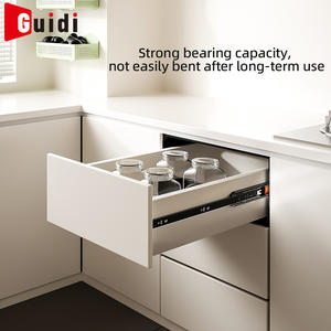 Glissières de tiroir silencieuses en acier noir à rebond silencieux, glissières de tiroir à extension complète à 3 volets, ouverture par pression, fermeture douce - Product Image 4