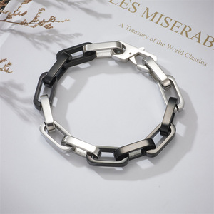 European American Hipster Inspired Trendy Stainless Steel <b>Bracelet</b> Personalized Unisex Gift Color-Blocked Design 18K Gold Plated - Product Image 1