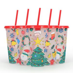 24oz Large Capacity American Style Eco-Friendly Reusable Color-Changing PP <b>Plastic</b> Cup with <b>Straw</b> and Lid - Product Image 3