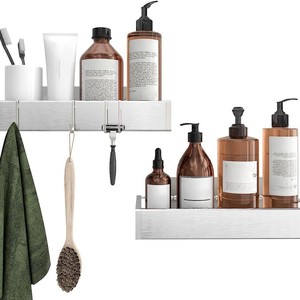 Bathroom Storage Rack Wall Mounted Stainless Steel 60X70cm Rectangular Durable Shower Shelf With Adhesive Backing - Product Image 3