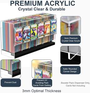 Dispensador de Sobres de Cartas Coleccionables Pokémon, 6 Ranuras, Transparente, Acrílico, Protección UV, Base Negra - Product Image 3