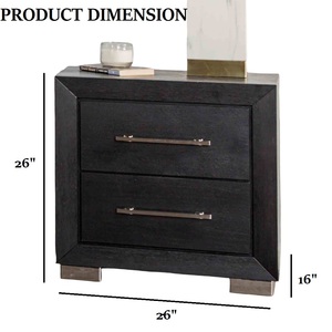 Comodino Contemporaneo con Finitura Nera, Gambe Cromate, Maniglie in Metallo, Cassetti con Chiusura Morbida, Arredamento per Camera da Letto - Product Image 5