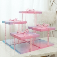 Boîte à gâteau transparente en Pet, Design personnalisé, bon prix, bon marché, fournisseur doré personnalisé, 6 pouces, 8 pouces, 10 pouces, 12 pouces