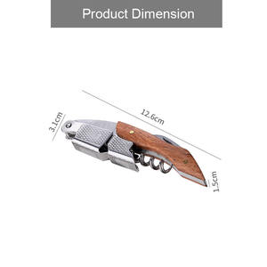 פרימיום עץ נירוסטה ידידותי לסביבה 3-in-1 פותחן יין עם קורקבורג וחתך רדיד עבור שרתים מקצועיים - Product Image 5