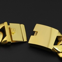 Fabricante de Joyería Personalizada, Collares de Cadena Cubana de Acero Inoxidable de 30 mm de Ancho, Chapado en Oro de 18K, Joyería para Fiestas Hip Hop de Miami
