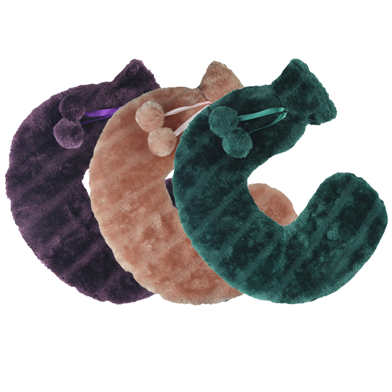 hot sell u shape bs rubber neck hot water bag with cover plush warm hot water bottle travel