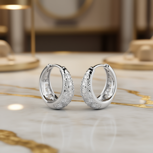 Orecchini a Cerchio Jaxon in Argento 925 con Diamanti Taglio Brillante Rotondo, Incastonatura a Pavé, Placcati in Rodio, Classici da Donna per Uso Quotidiano - Product Image 2