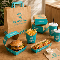 Boîte alimentaire jetable en papier kraft, conteneur à emporter, résistant à la graisse, pour restauration rapide, restauration, hamburgers, ailes de poulet, frites