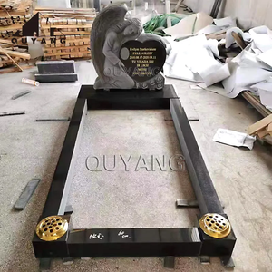 QUYANG индивидуальные резные фотографии умерших Кладбищенский надгробный камень дизайн черный серый гранитный надгробный памятник - Product Image 6