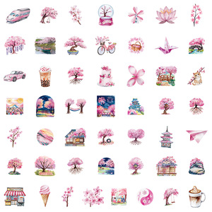 50 pièces dessin animé <span class=keywords><strong>japonais</strong></span> SAKURA Graffiti autocollants pour bagages téléphone décor fleur de <span class=keywords><strong>cerisier</strong></span> Festival autocollant - Product Image 3