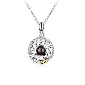 Fashion <strong>Sun</strong> <strong>Moon</strong> 100 Languages I Love You Projection Couple <strong>Necklace</strong> Customizable Photo Projection <strong>Friendship</strong> Jewelry - Product Image 2