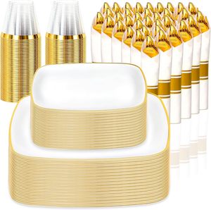 Ensemble de vaisselle jetable compostable sans BPA personnalisé de 350 pièces, assiettes, fourchettes, cuillères, couteaux, gobelets, serviettes, avec votre logo et couleurs - Product Image 1