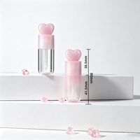 Tube de brillant à lèvres en plastique dégradé rose de 5 ml avec capuchon en forme de cœur, emballage de maquillage pour gloss, flacon de rouge à lèvres liquide