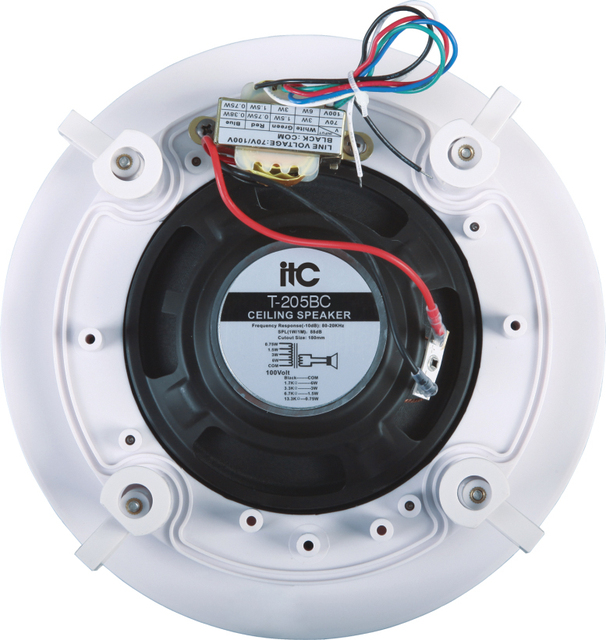 High Quality 5"+1.5" 2 Way Coaxial Ceiling Speaker, 0.75W-1.5W-3W-6W, 100V, Cutout 171mm, ABS Baffle & Metal Grille