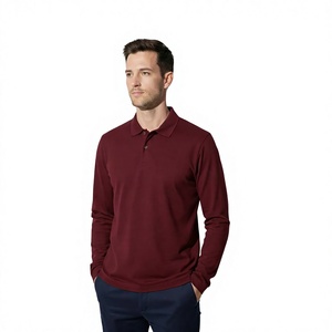 Polo pour homme en coton tricoté de haute qualité, manches longues, coupe classique, col classique, haut de golf décontracté, logo personnalisé, vente en gros - Product Image 6
