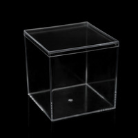 Boîte à bonbons carrée en acrylique transparent, petit cube de rangement en plastique avec couvercle, conteneur PS empilable transparent pour les collations de mariage et de fête