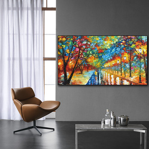Dipinto a Olio Astratto Colorato 100% Fatto a Mano, Arte Murale Moderna con Paesaggio e Alberi, Decorazione per la Casa - Product Image 2
