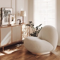 Fauteuil d'appoint moderne en bouclette, pivotant, sans accoudoirs, confortable, en sherpa, pour salon et chambre à coucher