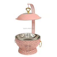 Chauffe-plat suspendu en forme de dôme, rose, ajouré, floral, 8L, pour mariage pastel, pâtisserie et restauration professionnelle, chauffe-crème et soupe